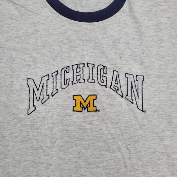 Vintage 80s Michigan Wolverines Shirt XL/2XL 25x31 Arch Gray - Picture 6 of 11